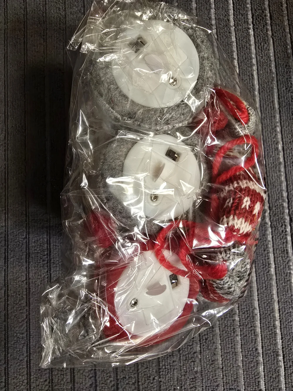 Holiday Nordic Gnome Plush Figurine - Red & Gray Hats. 6 Piece Set. NWT.
